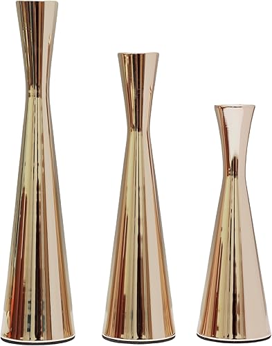 Portavelas cónicos de metal, juego de 3 candelabros de mesa, mantel decorativo, soporte de vela para comedor, fiesta, boda, decoración del hogar