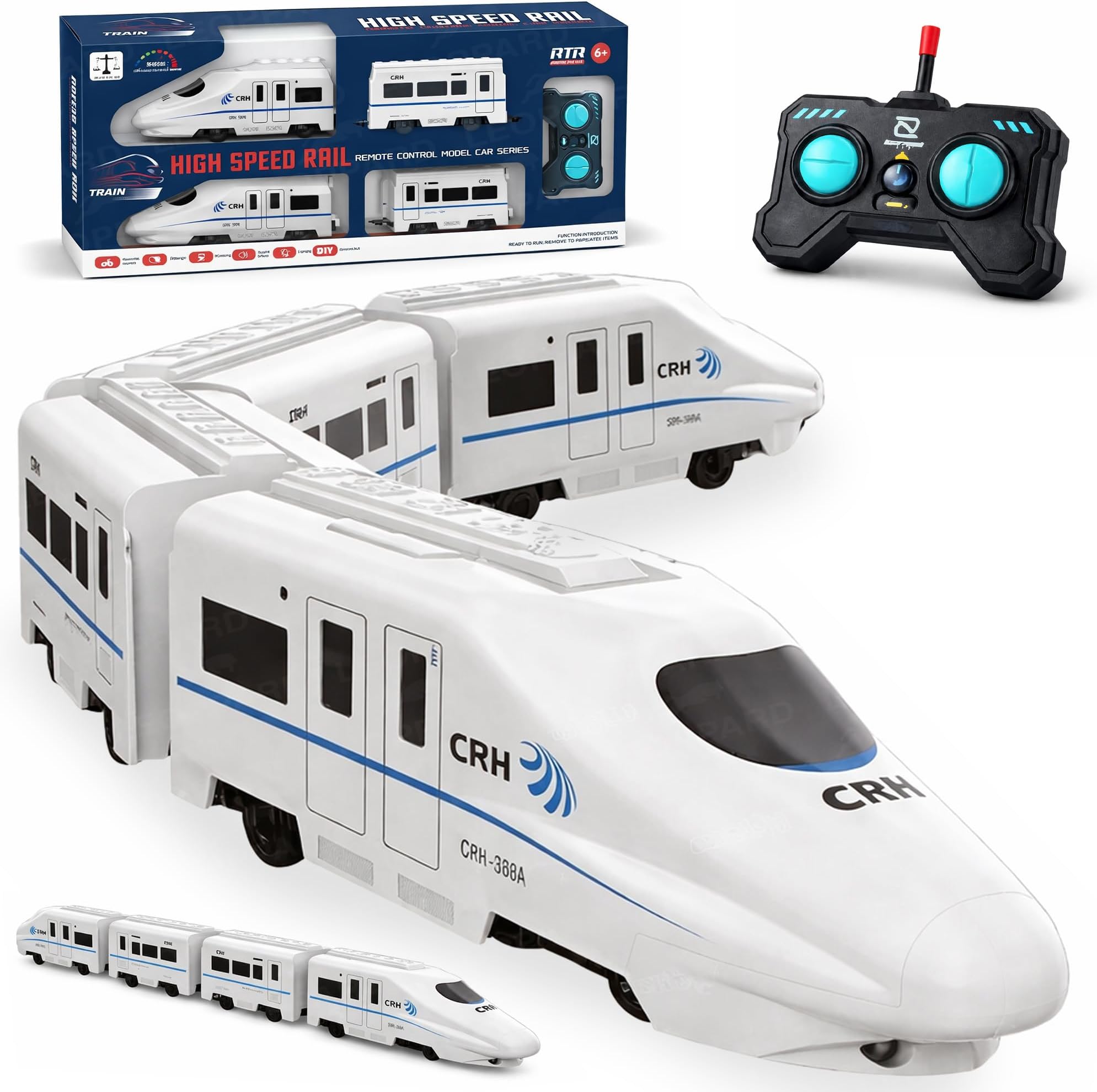 Remote Control Train Set - RC Toy Train with Track Set for Kids Boys & Girls Train Set Toys with Light Sound & Spray Flashing Light, DIY Educational Track Set Gifts [Speedy Rail]