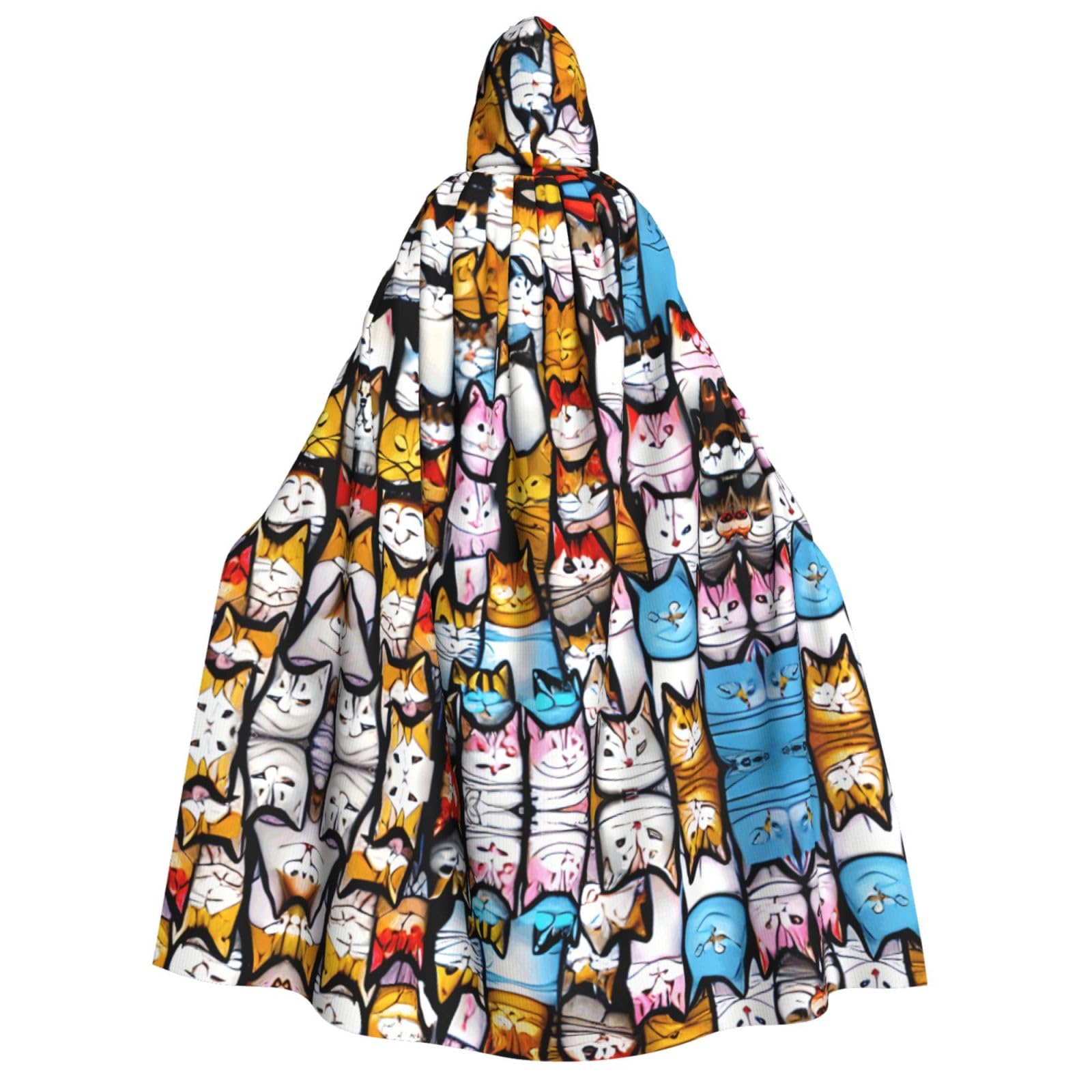 Cape à capuche imprimé chats de dessin animé costume de vampire original - 8