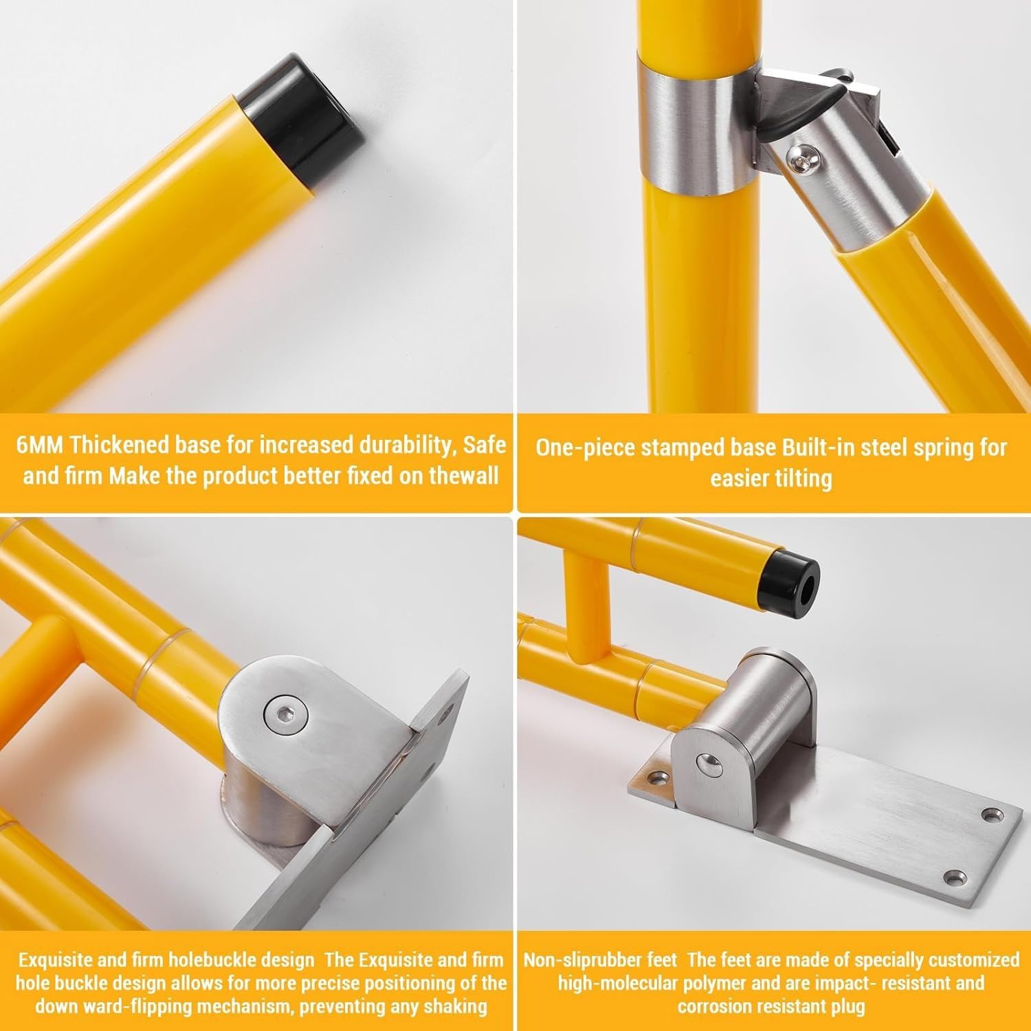 Asa De Seguridad para Baño,Barra De Apoyo para Inodoro,Barra Abatible Inoxidable Adaptado A Personas Mayores Y con Minusvalías Agarraderas Asidero Plegable Resistencia Al Deslizamiento 75CM
