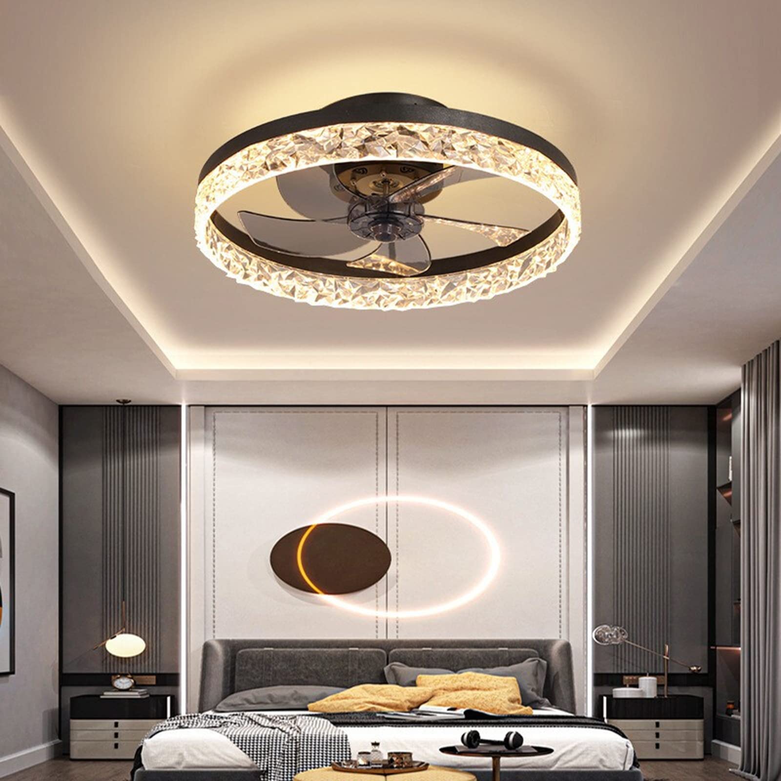 Ventilateur de plafond moderne pour chambre et salon avec plafonnier LED 30W