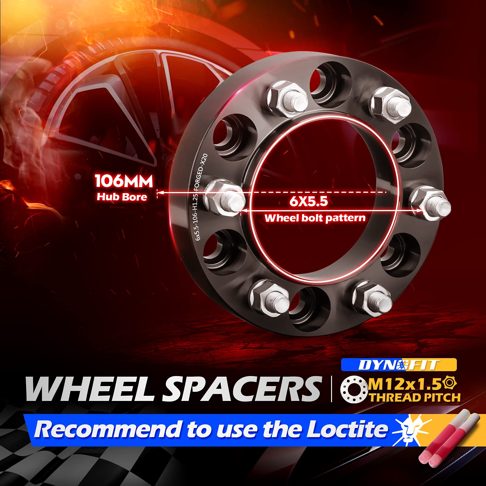 Dynofit 6x5.5 Hub Centric Wheel Spacer for 4Runner Tundra Fortuner Land Cruiser,1.