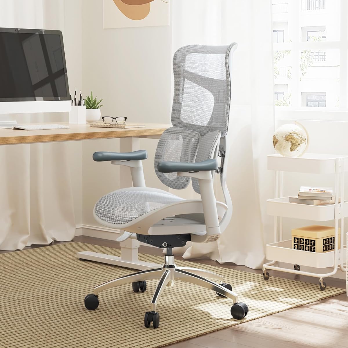 SIHOO Doro S100 Ergonomic Office Chair with Dual Dynamic Lumbar Support, 5-Way Adjustable Backrest, 4D Coordinated Armrests, Suitable for Home Office (S100 White) : Amazon.ie