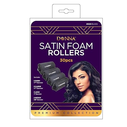 Miniatura 6 de DONNA 30 rodillos de esponja para el cabello, rodillos de satén para cabello negro, rodillos de seda, rodillos de espuma, rizadores de pelo, pinzas