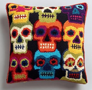Kitquiver Beginner Latch Hook Cushion Kit,Skulls Decor Pillow Cover 43X43Cm