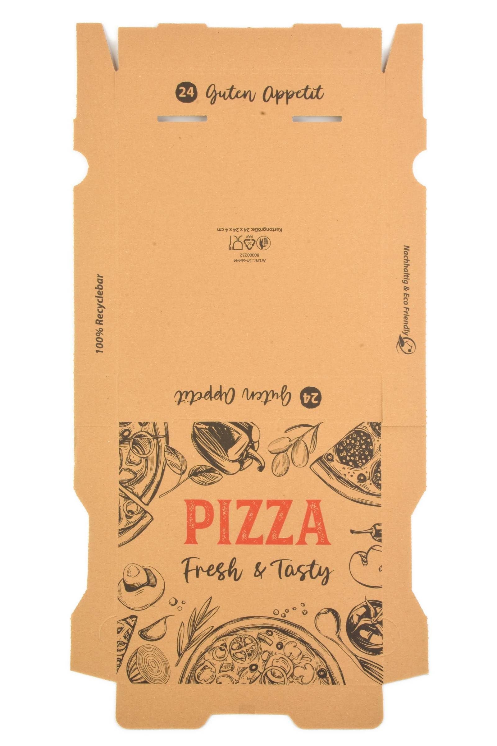 Hypafol Pizza-Box 100 Stück 32x32x4cm I Pizzakartons für Restaurants I extra Luftlöcher & raffinierte Falzung I lebensmittelecht I recycelte Kartonage I braun I viele Größen
