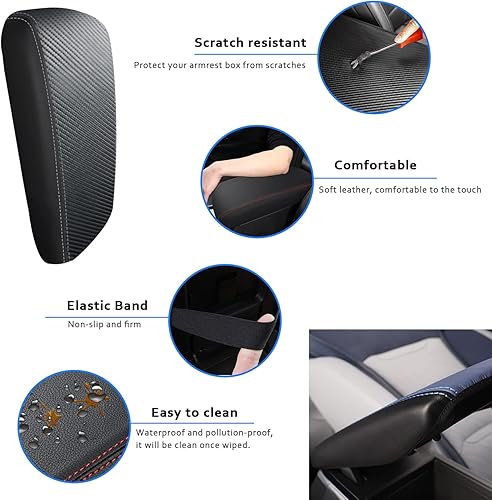 Miniatura 4 de Funda para reposabrazos de consola central de automóvil para Kia Optima 2016 2017 2018 2019 2020 de cuero antiarañazos para reposabrazos central,