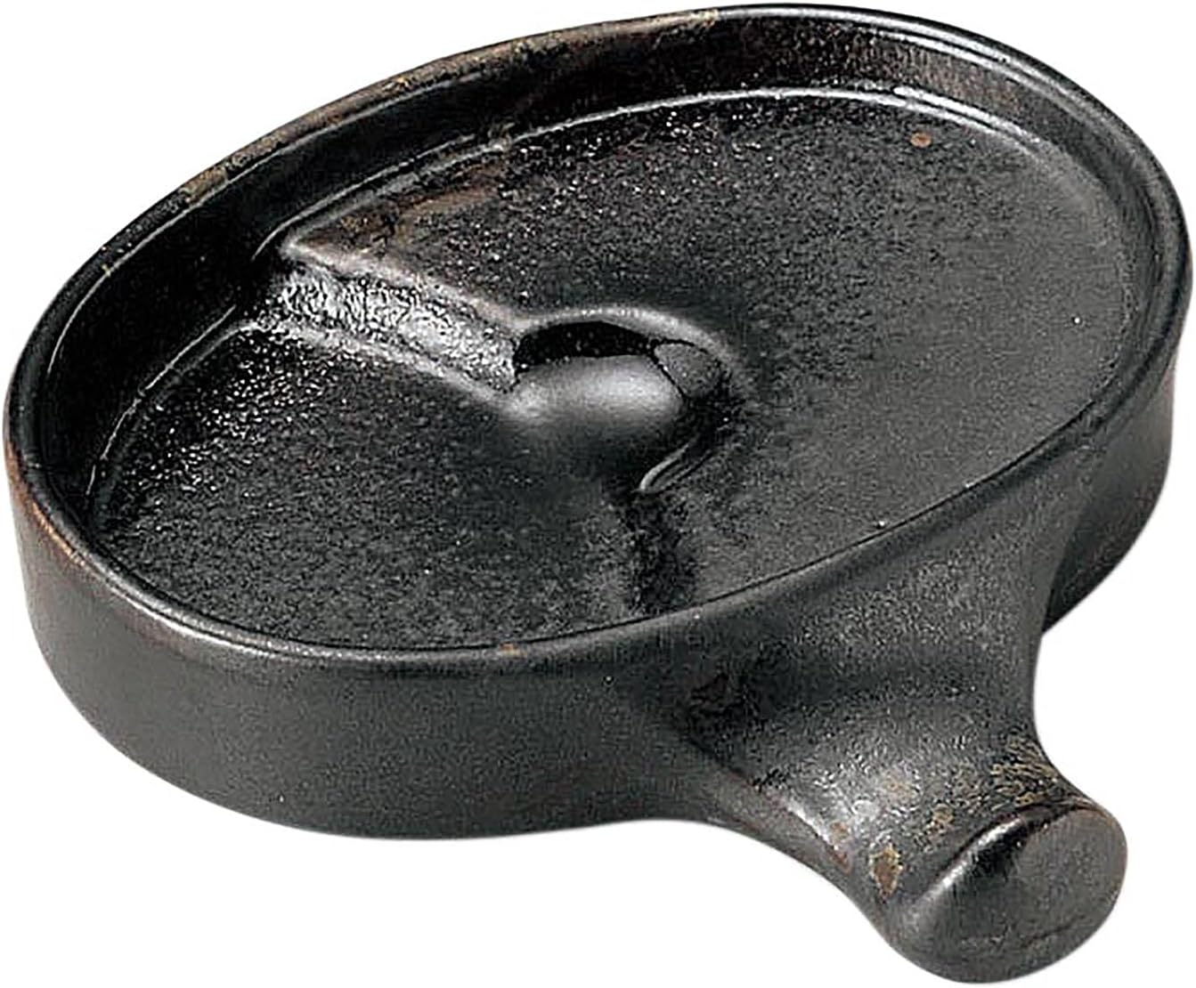 Sanpoto Banko Ware 13857 Chopsticks Holder, Condiment Dish, Soy Sauce Plate, Approx. 3.9 inches (10 cm), Amber, Made in Japan, Black