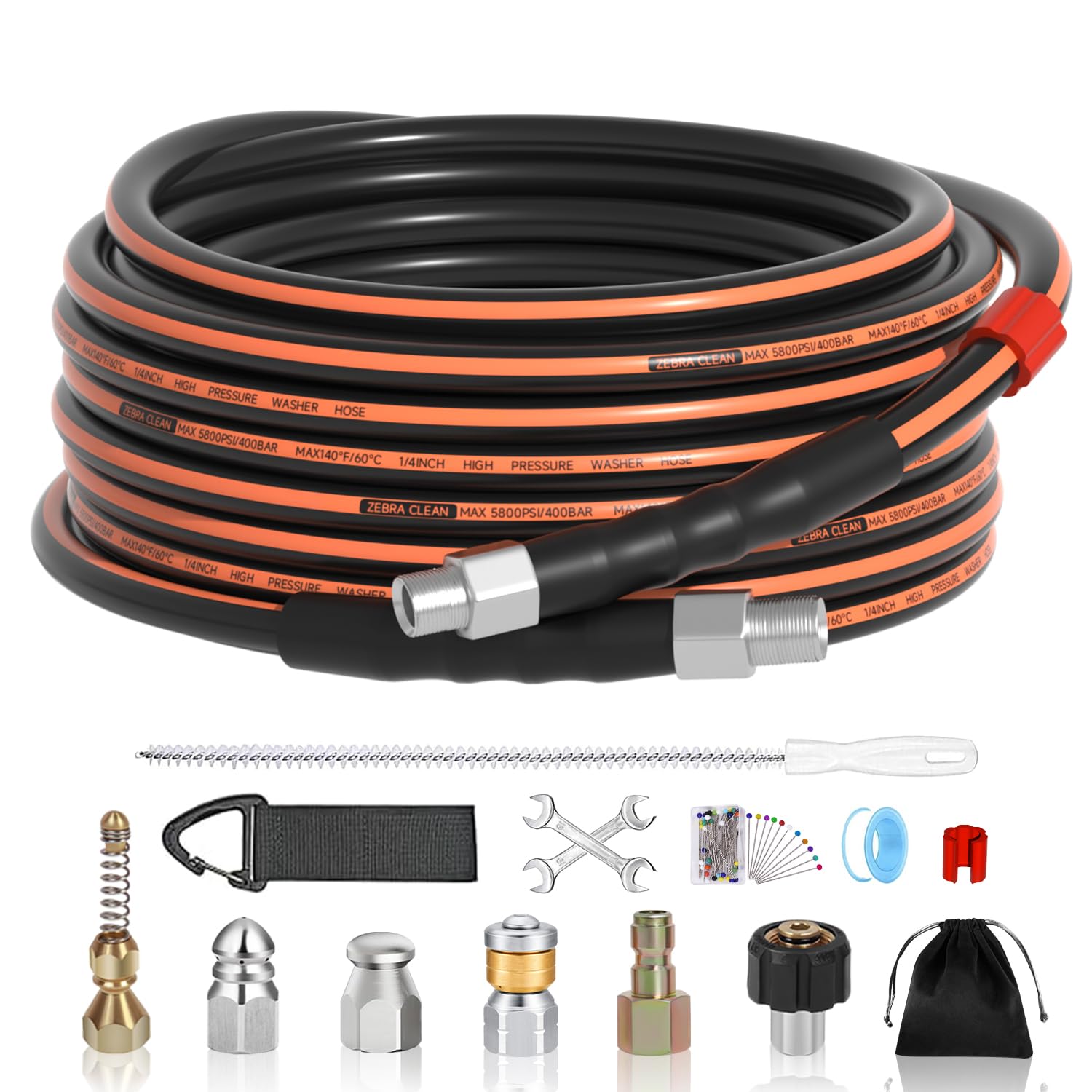 Amazon.com: 25FT Sewer Jetter Kit for Pressure Washer, 1/4