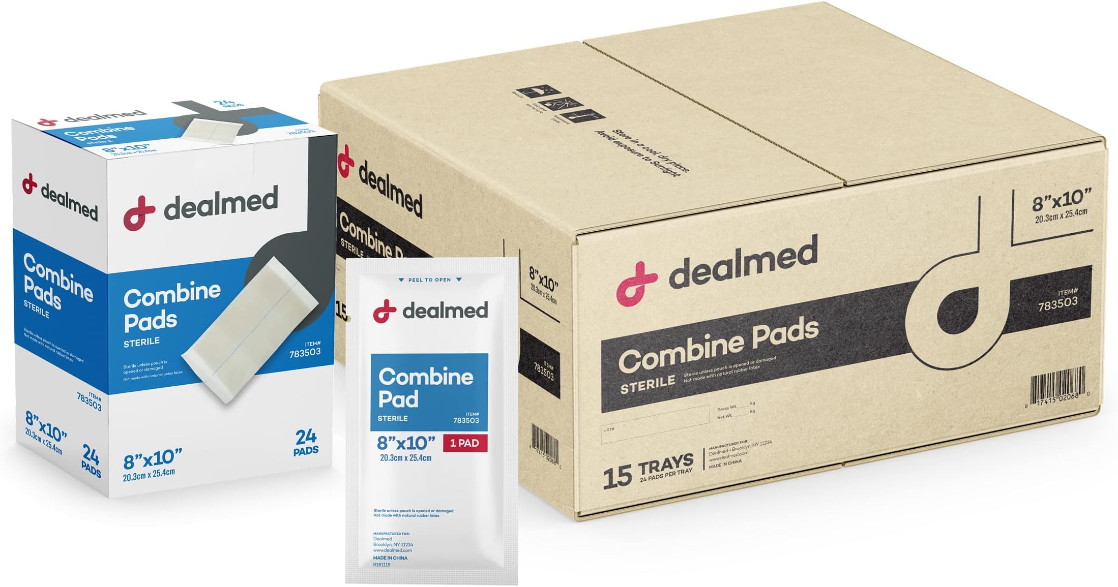 ABD Combine Abdominal Pads 8x10 [20 Pack] High Absorbency Sterile Individually