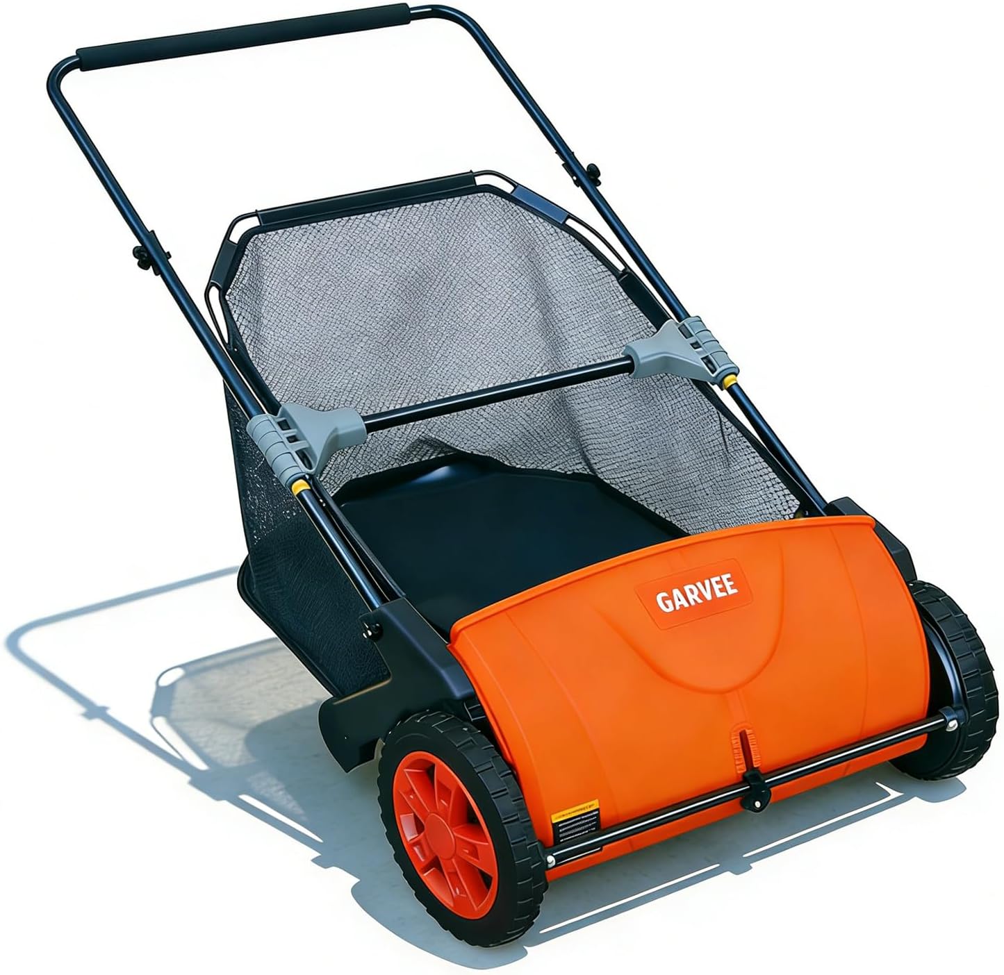 Manual Push Lawn Sweeper 21-Inch, Yard Leaf & Debris Collector with 3.5 Cu. Ft. Collection Bag, Adjustable Brush Height for Lawns & Driveways, Foldable Storage Design