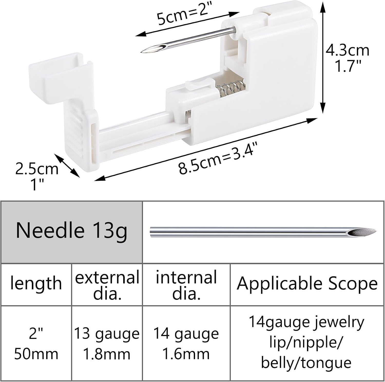 AceFun Belly Button Piercing Kit 13G Belly Button Piercing Gun Nipple Lips Tongue Ears Nose Safe Piercing Guns Kits Body Piercing Needle Tool for Women Men Navel Piercings Tools
