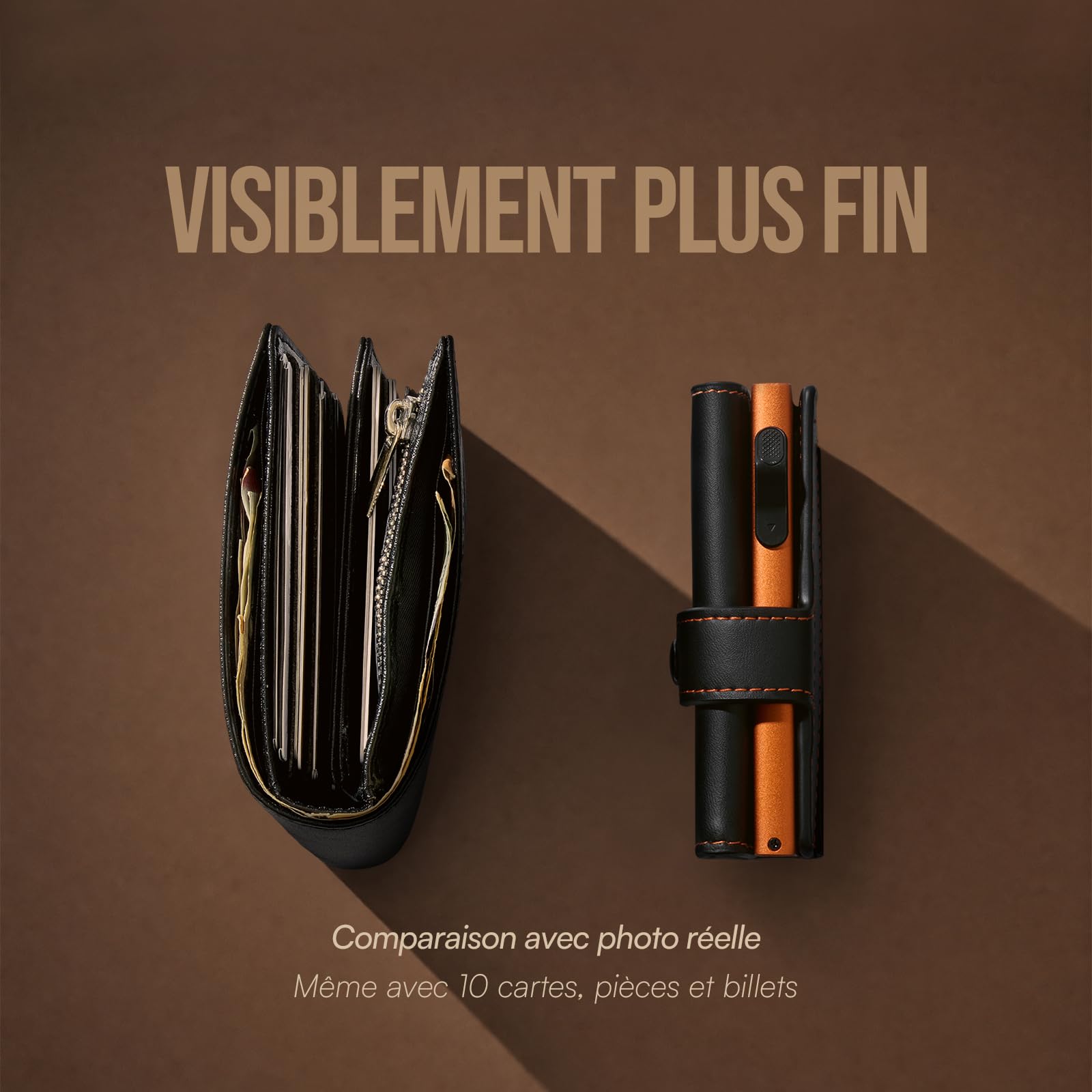 YESIIW Porte Carte Homme - Portefeuille Homme Pop Up Cuir Protection RFID - pour 7-9 Cartes & 2 ID Fenêtre - Pochette à Monnaie Magnétique - Porte Carte Slim - Idéal Métro Bureau Voyage - Noir