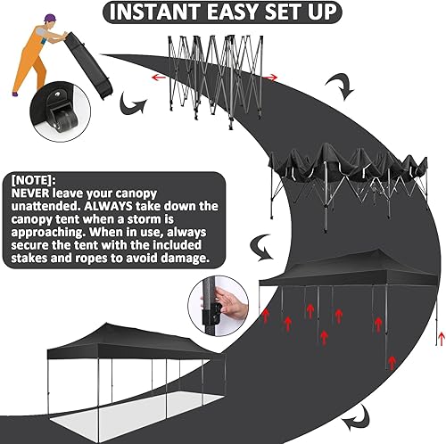 Miniatura 370 de COBIZI - Toldo desplegable de 10 x 10 pies, 4 paredes laterales, FPU 50+ para todo el año, resistente al viento, impermeable, uso comercial, Gris