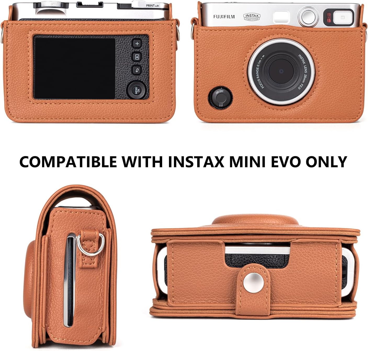 Mini EVO Camera Case and Accessories Bundle, for Fuji Mini EVO Leather Case/Screen Protector/Album/Frames/Stickers