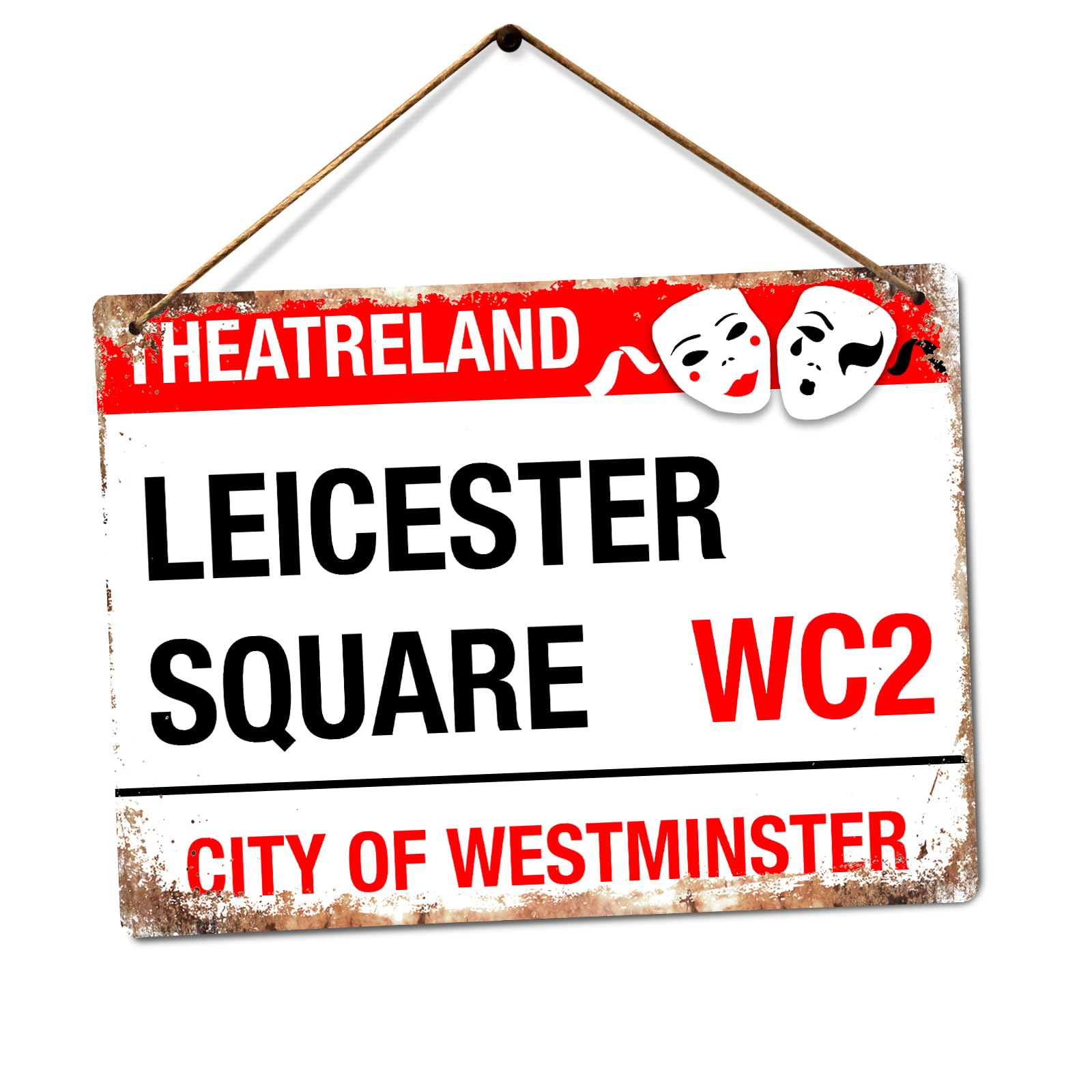 Yelaceccb Leicester Square Theatre Land Metal Wall Sign Plaque Art London Street Sign Street Sign 8X12 Inches