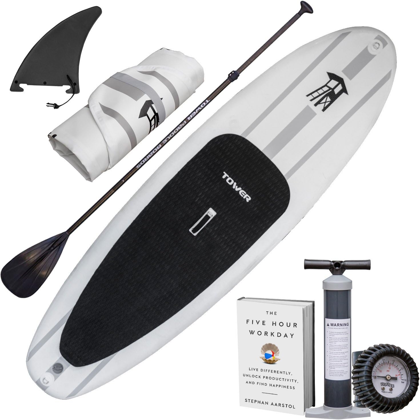 Tower Adventurer 300 cm Inflatable Paddle Board (15 cm Thick) with Pump and 3-PC Adjustable Paddle