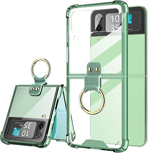 Miniatura 8 de Funda protectora diseñada para Samsung Galaxy Z Flip 4, transparente con anillo, anticaídas y a prueba de golpes, compatible con Galaxy Z Flip 4 5G