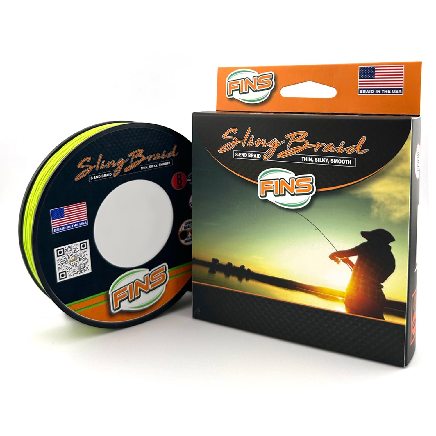 FINS Sling Braided Fishing Line - Versatile, Compact Braid for All Fisheries - Super Smooth 8-End, 20% Stronger, Soft for Delicate Baits, Made in USA - Chartreuse - 30 lb - 150 Yds