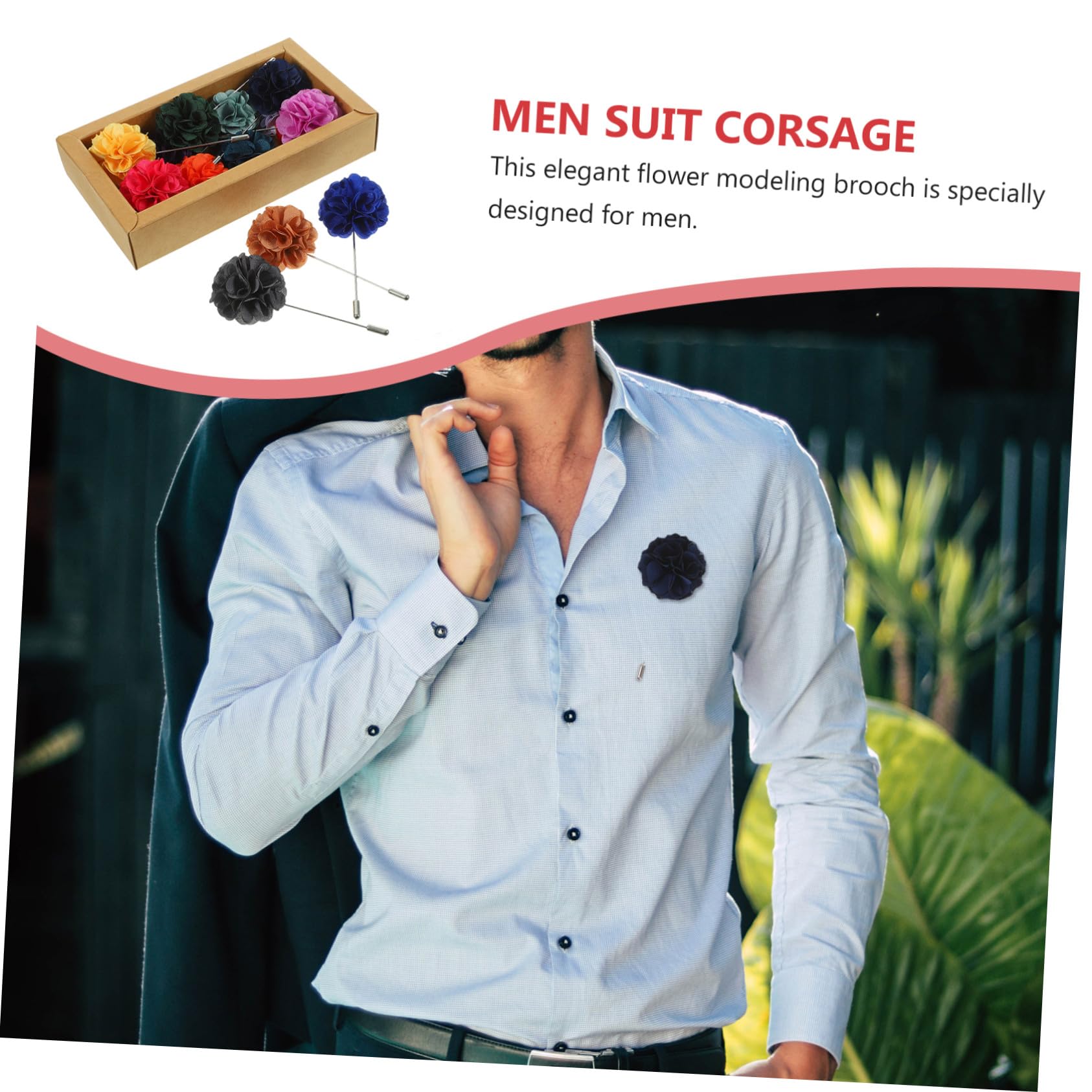 KOMBIUDA 16 Elegante Herren Anstecknadeln mit Blumenmotiv aus Chiffon und Metall Bequeme und Stilvolle Brosche als Anzug Accessoire für Festliche Anlässe
