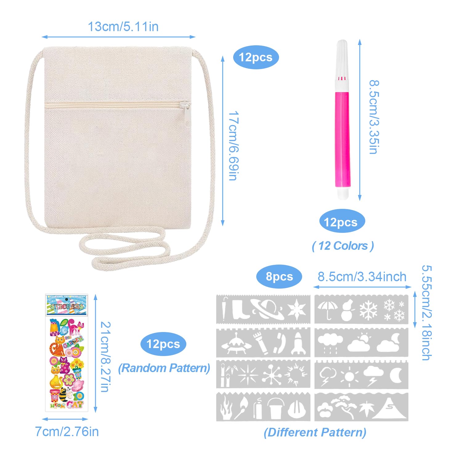 Suynauetev 12 Piezas Bolsas Tela para Pintar Bolsas De Tela Ppara Pintar Bolsa Tela para Pintar Bolsa De Tela para Pintar para Actividades De Diseño Creativo Como Regalos Navideños Variados