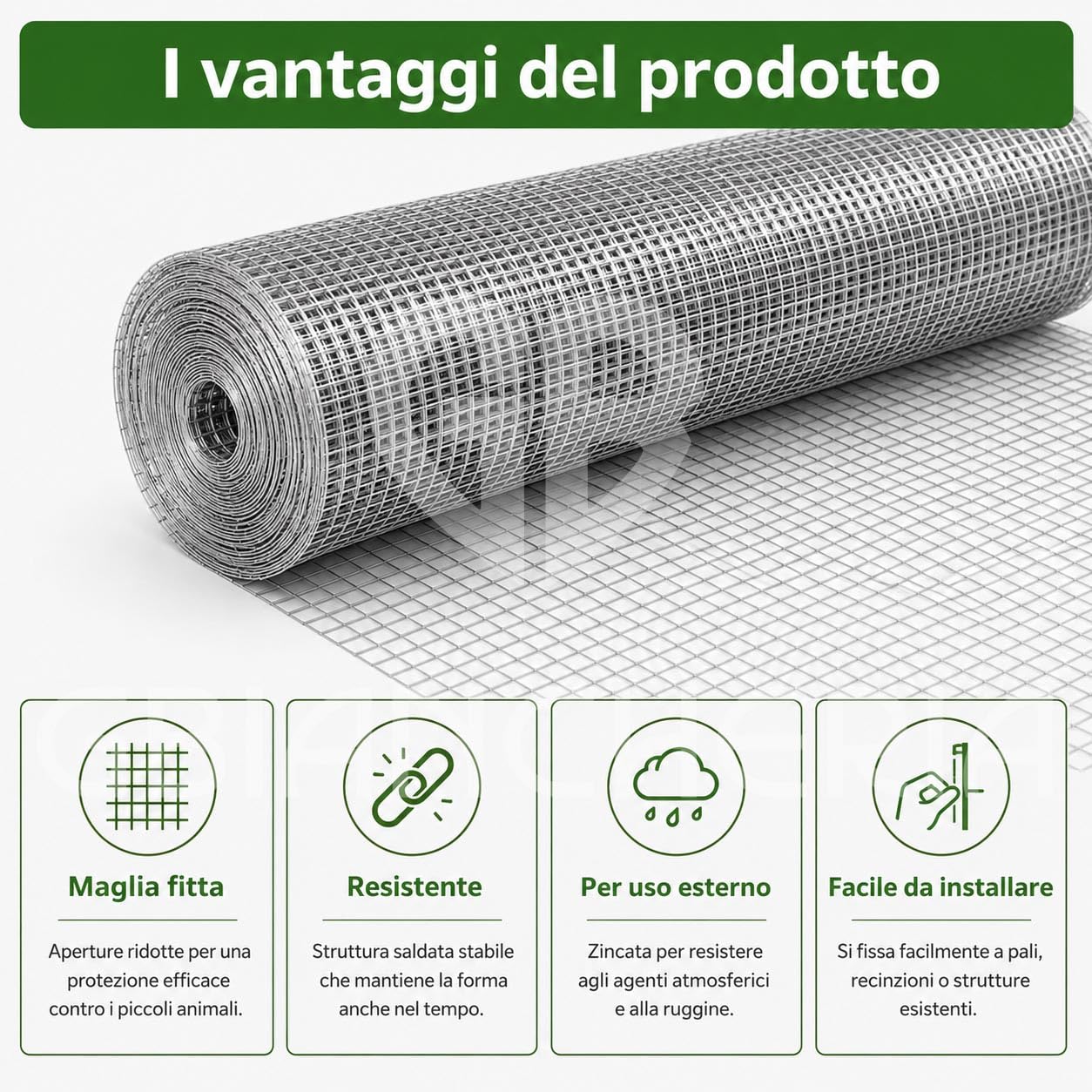 GBiancheria Rete Zincata in Rotolo Elettrosaldata a Maglia 12,5 x 12,5 mm, Filo 0,9 mm, Rete Metallica per Pollaio, Voliera, Orto, Giardino e Recinzioni (1,5 x 10 mt)