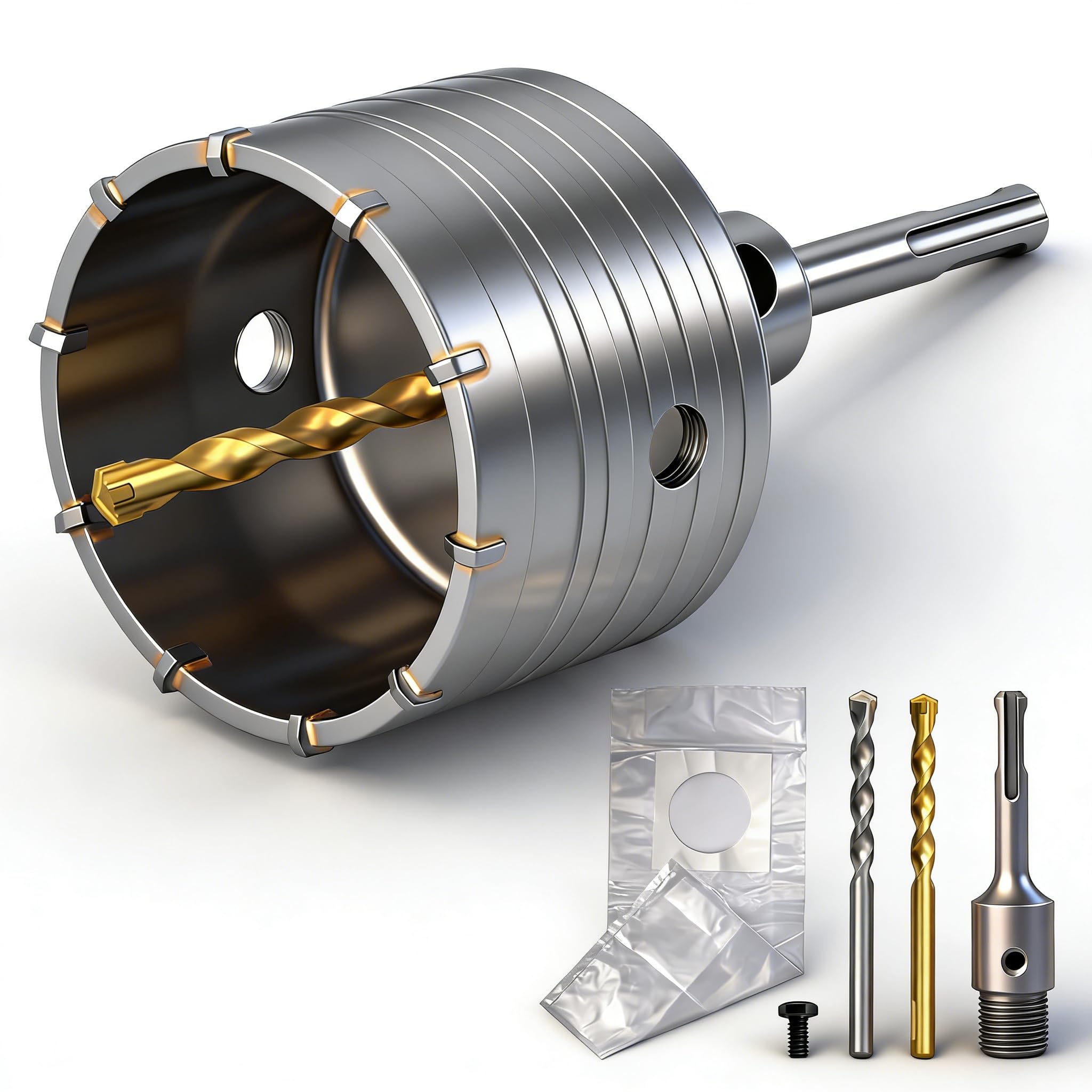 Steckdosenbohrer 82mm, Hohl-Bohrkrone Set Dosenbohrer 68mm mit SDS plus Adapter 110mm und Zentrierbohrer 8x110mm, Hammerschlagfest, Dosenbohrer, Lochsäge, Steckdosenbohrer, für Bohrhämmer