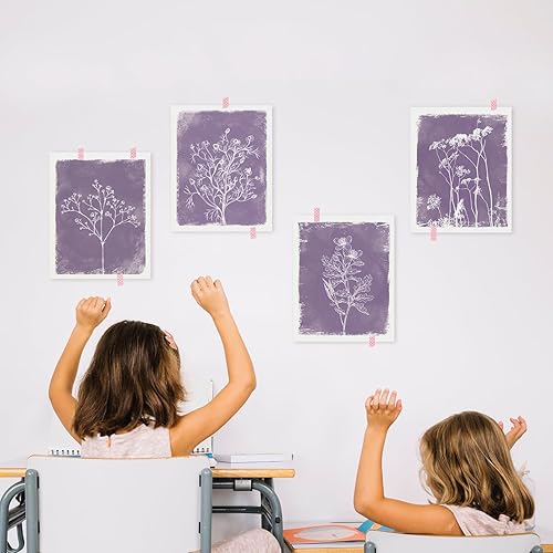 Miniatura 5 de HRQKO Juego de 4 pósteres botánicos bohemios para pared, arte botánico para pared, arte botánico para pared, póster de impresión floral de