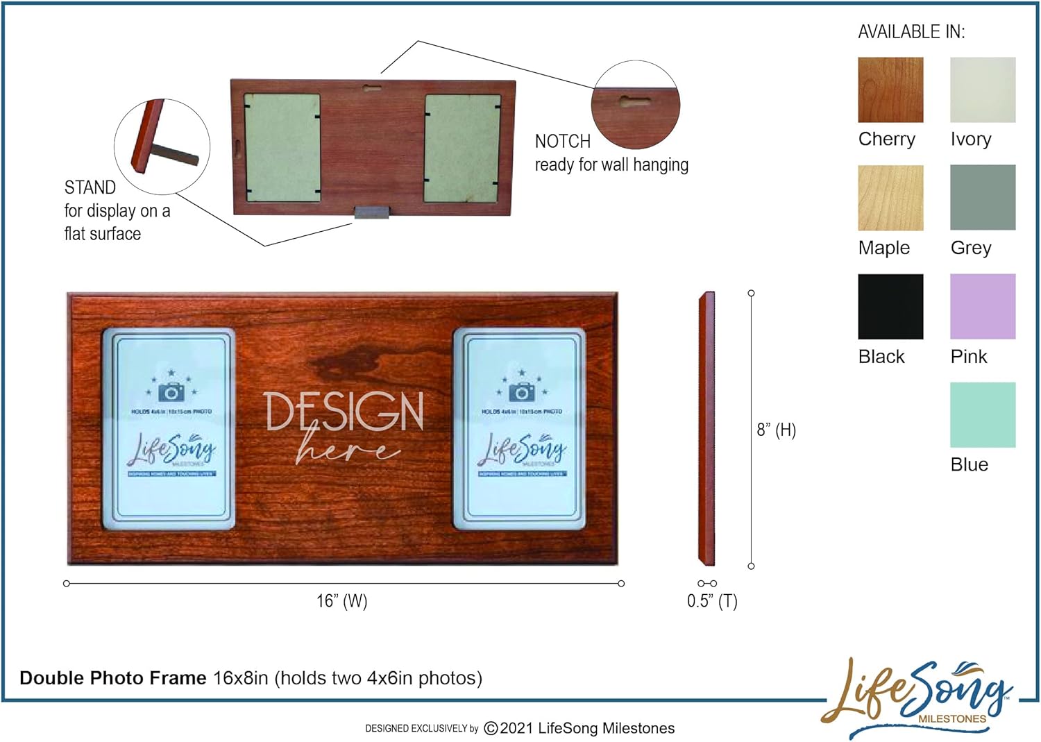 LifeSong Milestones Personalized 60th Wedding Anniversary Double Photo Frame holds 2-4x6 Pictures Diamond Anniversary Keepsake for Parents Grandparents