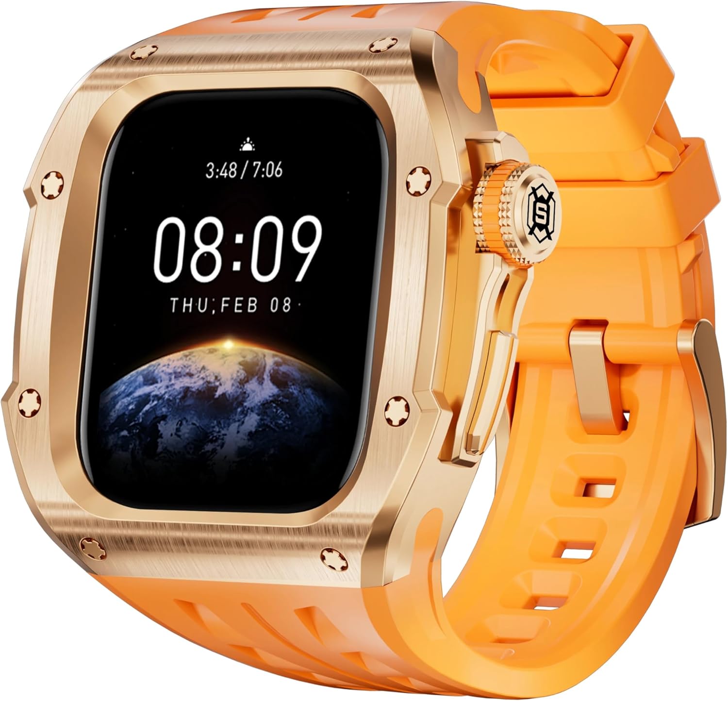 For Apple Watch Series 10 46MM Stainless Steel Case And Silicone Strap Replacement Band Mod Kit Watchbands