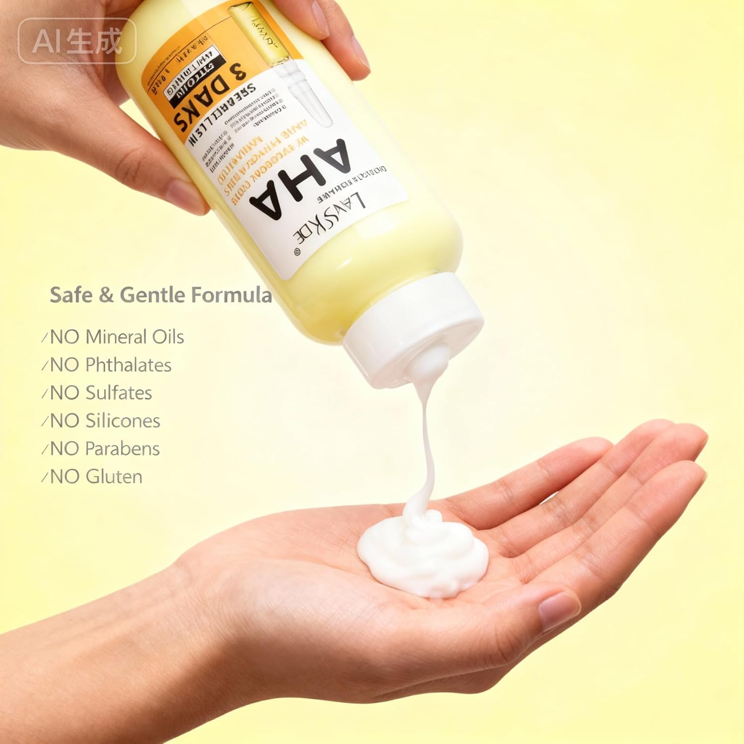 Lansyade Vitamin C Body Lotion with 12% AHA Glycolic Acid & Vitamin E | Exfoliating, Hydrating & Smoothing Body Cream - Image 2