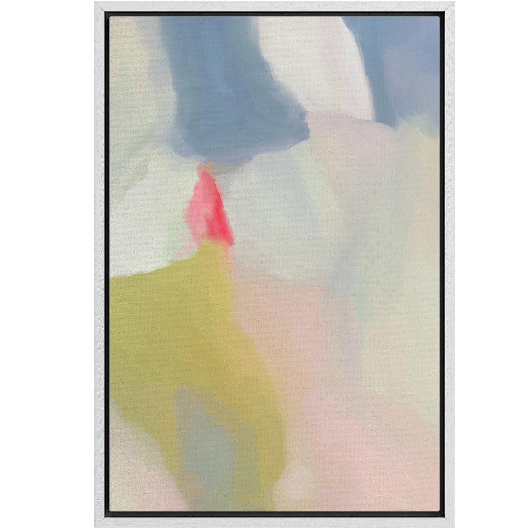 MUDECOR Framed Canvas Print Wall Art Green Blue Pastel Watercolor Collage Abstract Shape Illustrations Modern Art Decorative Bohemian Colorful Chic