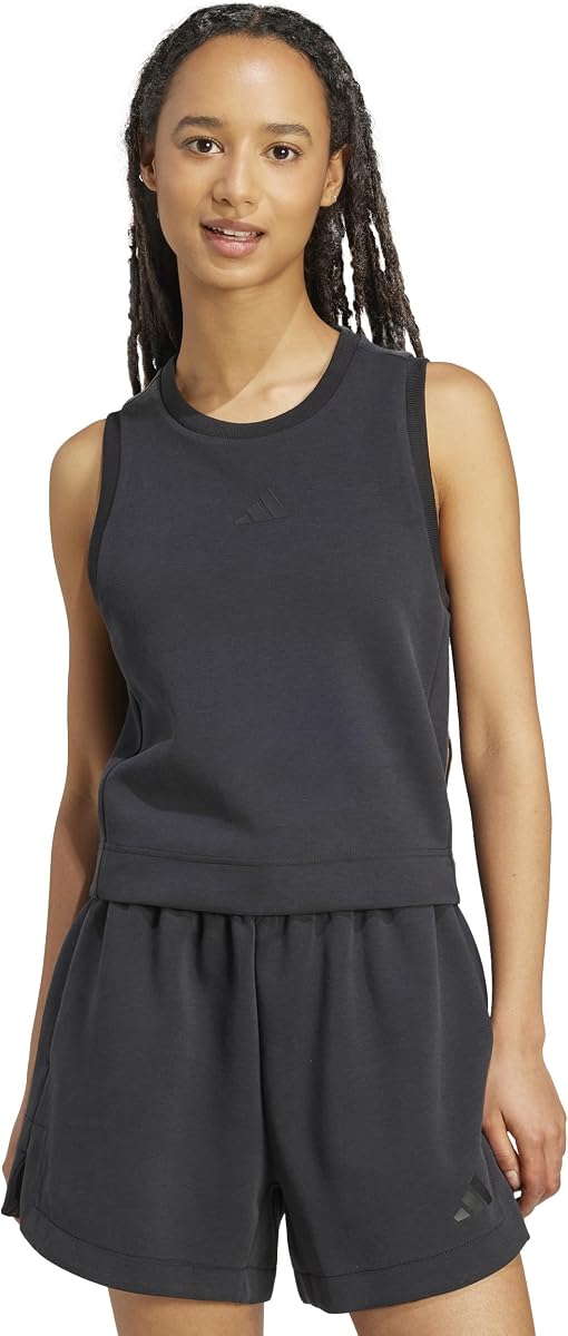 Camiseta sin mangas informal con cuello redondo Soft Lux para mujer - Blanco roto