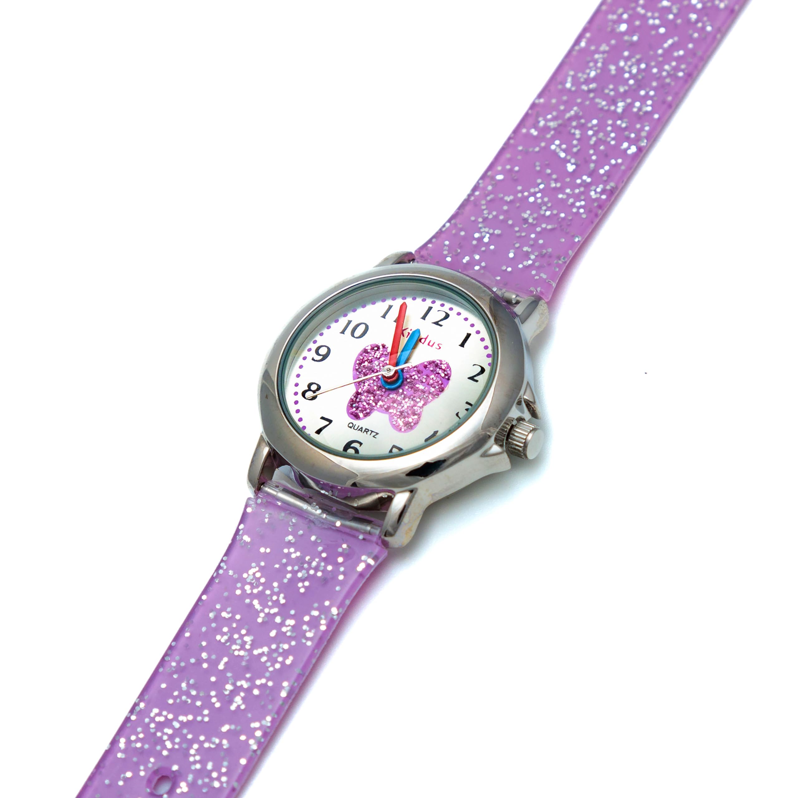 Kiddus Reloj para niña con Purpurina, Incluye Ejercicios para Aprender la Hora, Reloj Infantil Analógico Fácil de Leer, 3ATM, a Partir de 4 años