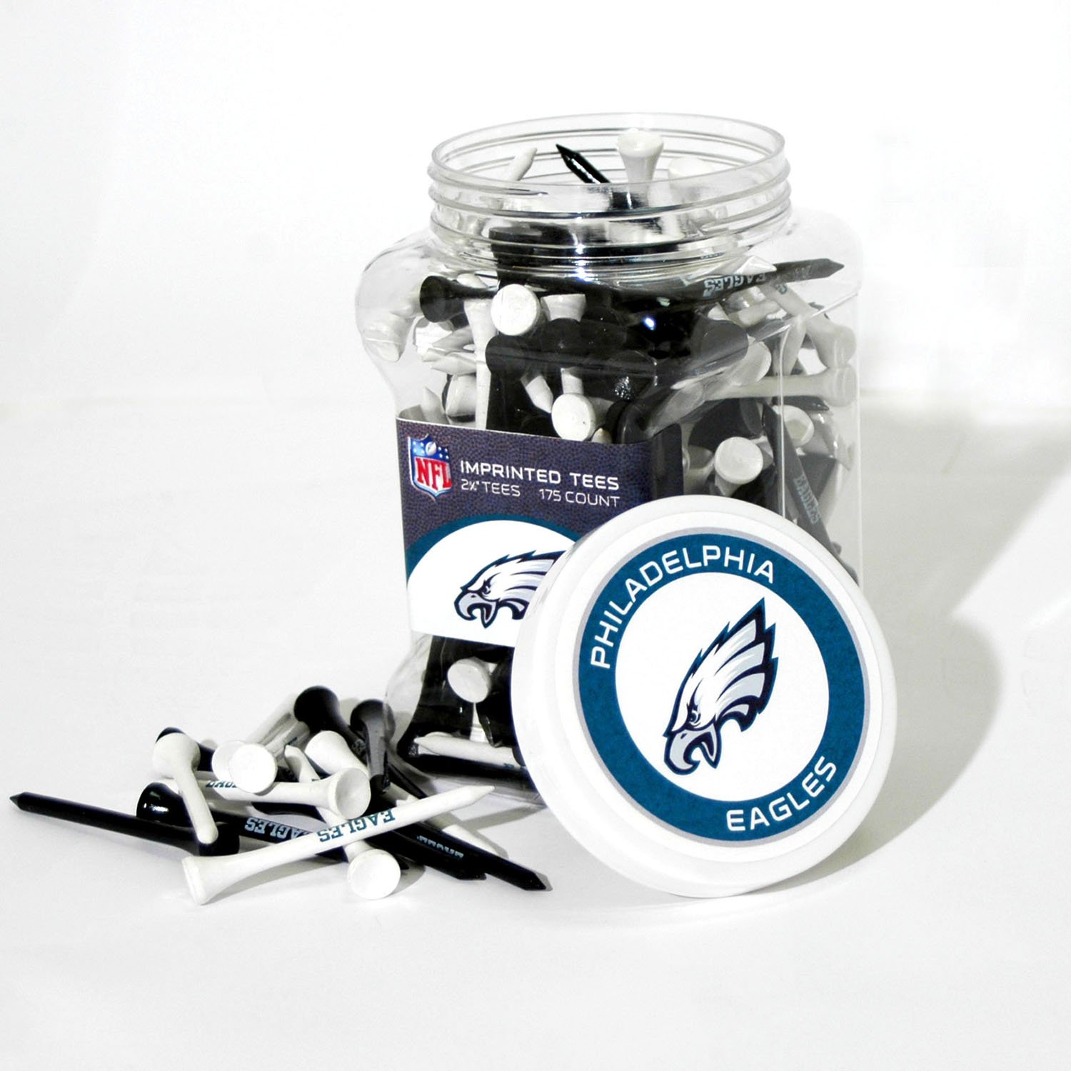 Team Golf NFL Philadelphia Eagles Jar Of 175 Golf Tees 2-3/4" Golf Tees, 175 Pack, Regulation Size, Multi Team Colors — image 1
