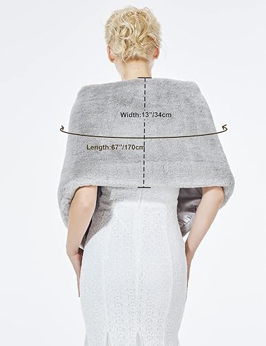 Miniatura 4 de BEAUTELICATE Chal de piel sintética para mujer, estolas de boda de invierno para fiesta de noche nupcial