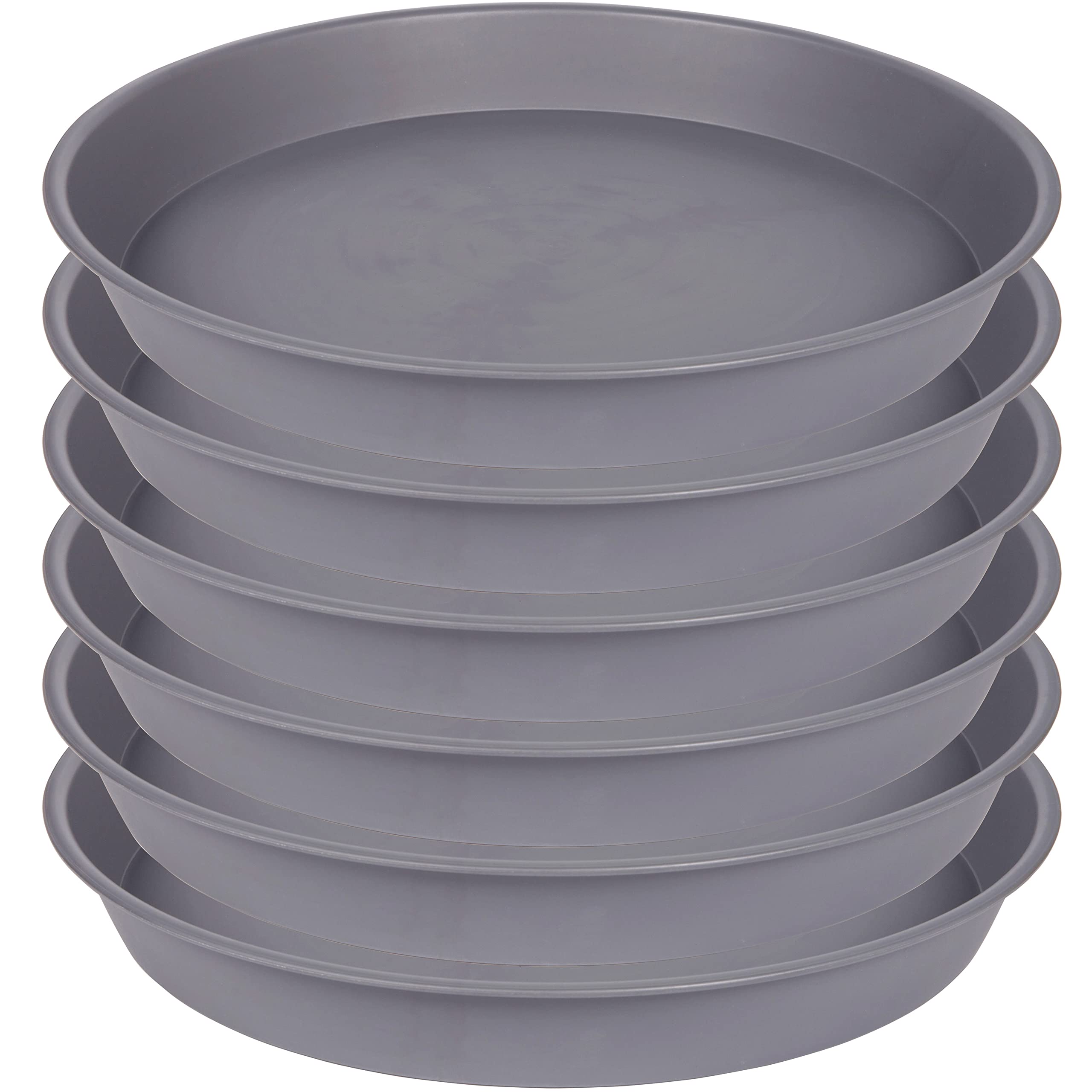 Bleuhome 6 Pack of 12 inch Plant Saucer Gray, Heavy Duty Plastic Plant Saucer 12 inch Round, Durable Plant Tray for Pots, Flower Saucers for Indoors, Plant Trays for Planter 11"/12" (12", Cement Gray) — image 1