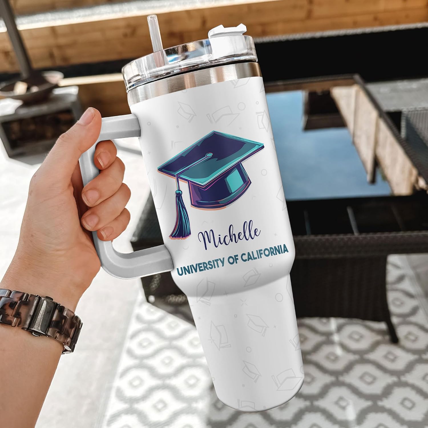 Hyturtle Personalized Graduation 2026 Tumbler 40oz with Handle and Straw - Class Of 2026 - Stainless Steel Travel Coffee Cup - Gift For Graduated Student, Senior, Back To School, Friend, Daughter