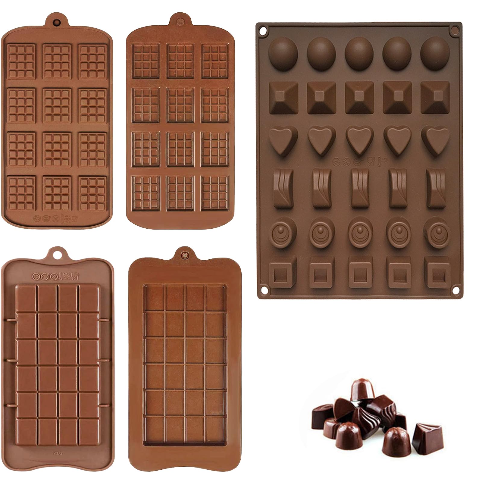 4 Pièces Moule Tablette De Chocolat, 24 Cvités Moule Silicone Chocolat