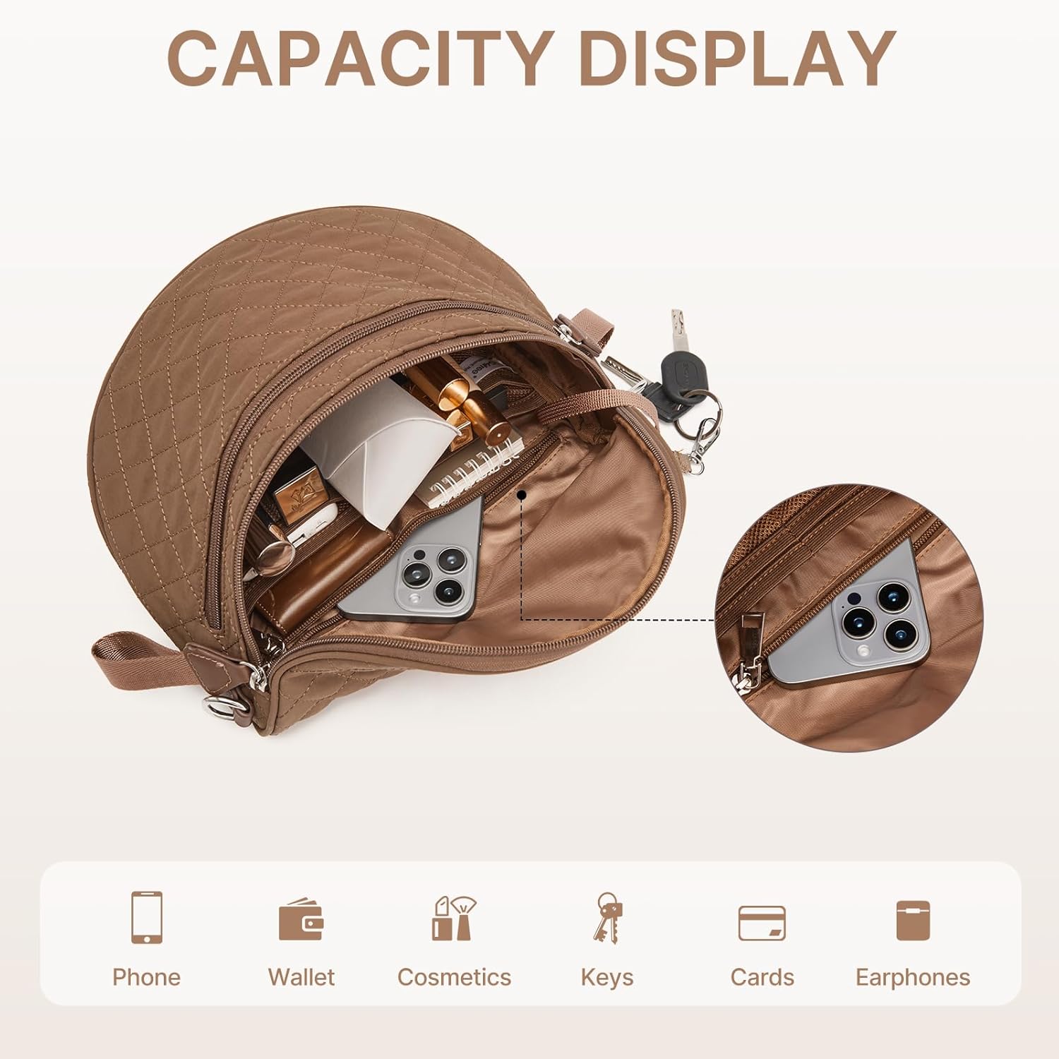 G4Free Quilted Bum Bag Crossbody Bags for Women, Spacious Nylon Cross Body Bag with Removable Pouch - Image 4