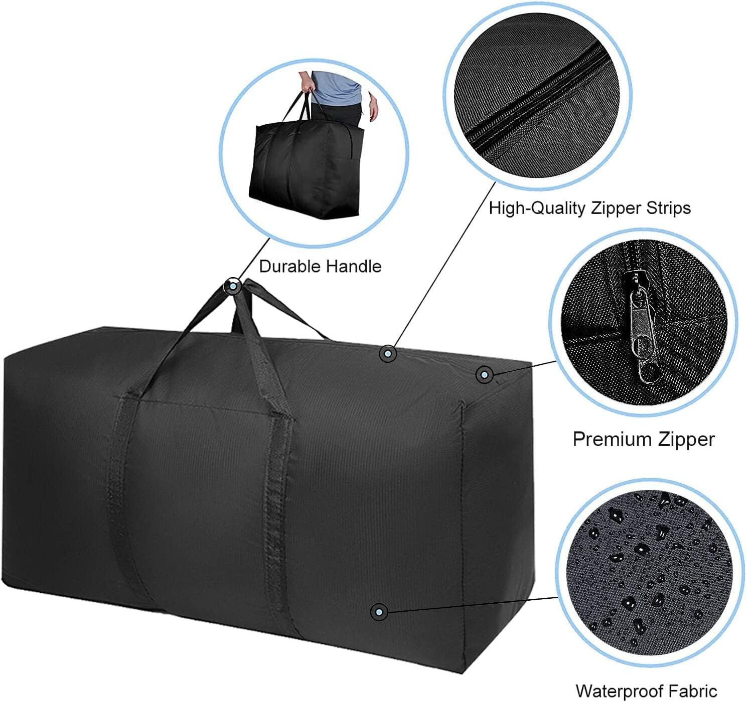 Surmatelas Une Place Sac De Rangement Oxford 600D 125L - Grand Organisateur Imperméable Pour Literie, Couettes, Vêtements - Camping, Déménagement, Stockage Sac Déménagement Durable