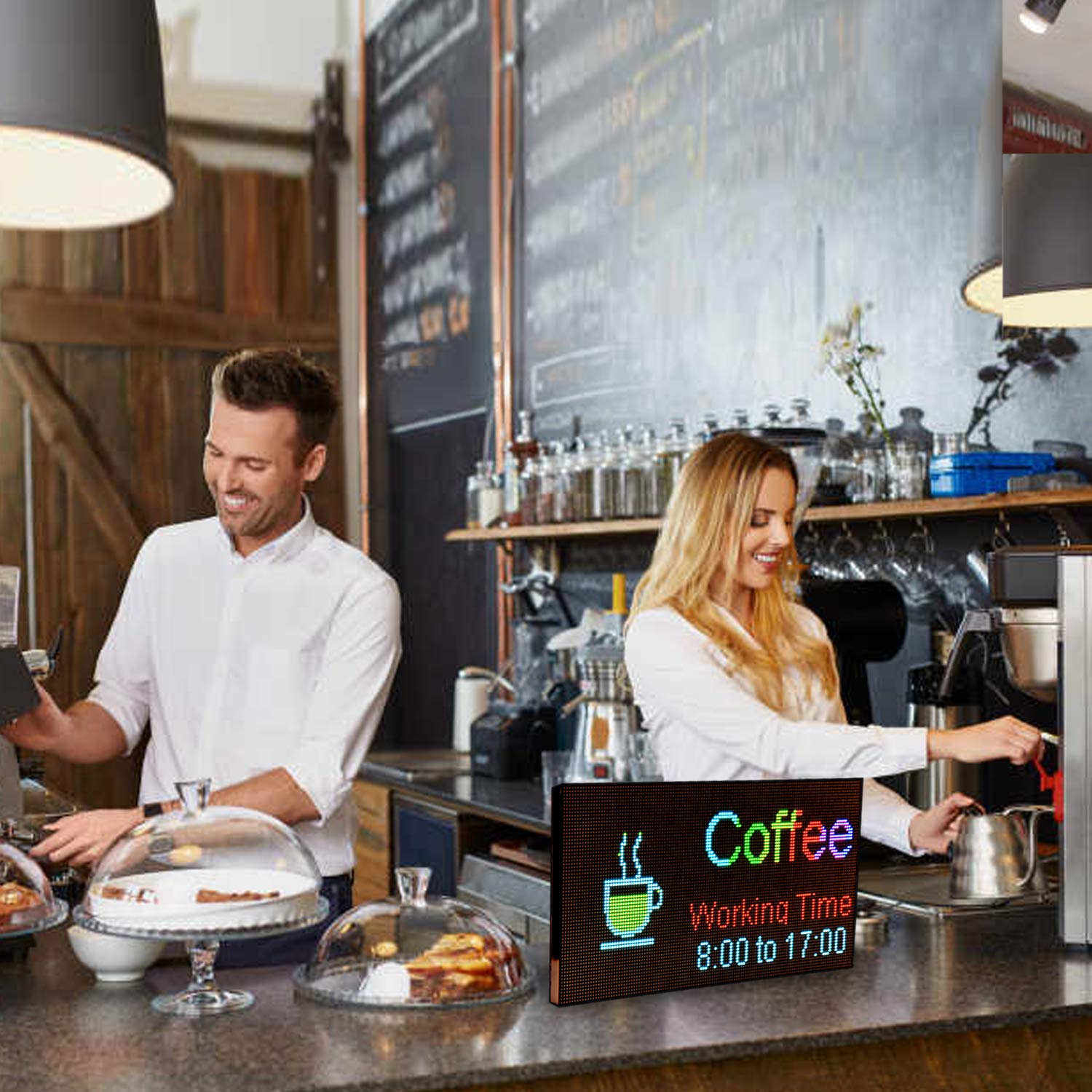 Leadleds Cartello LED 38,7 x 19,6 cm, programmabile via Smart App LED tabellone display personalizzato per bar ristorante pub store ufficio caffetteria festival celebrazione decorazione feste