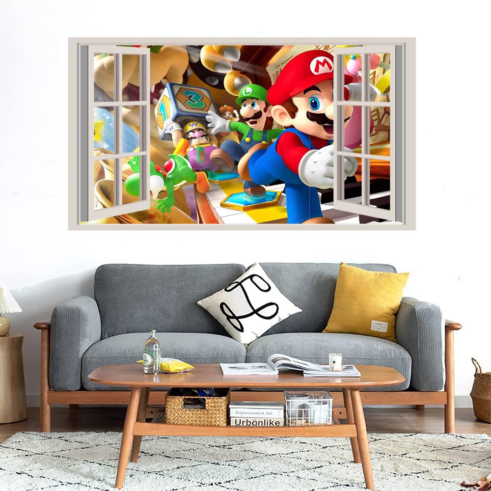 GADGETS WRAP Printed Wall Decal Sticker Fake Window Style Decal (90cm x 50cm) - Mario Super-image-20
