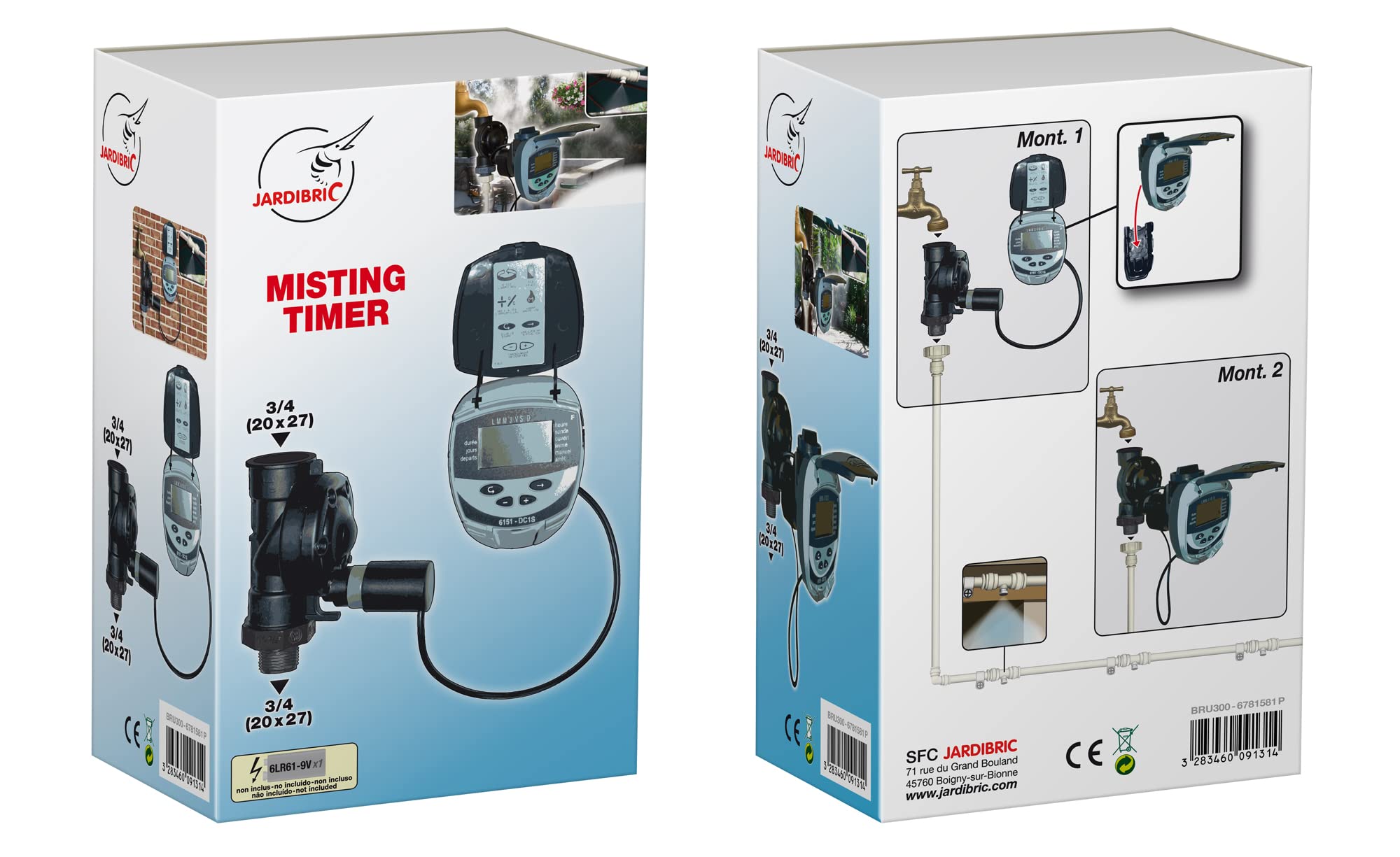 Jardibric - Programmatore a 1 via con elettrovalvola FF 20x27 - Timer digitale per nebulizzazione, regolazione precisa e automatica del sistema di irrigazione.