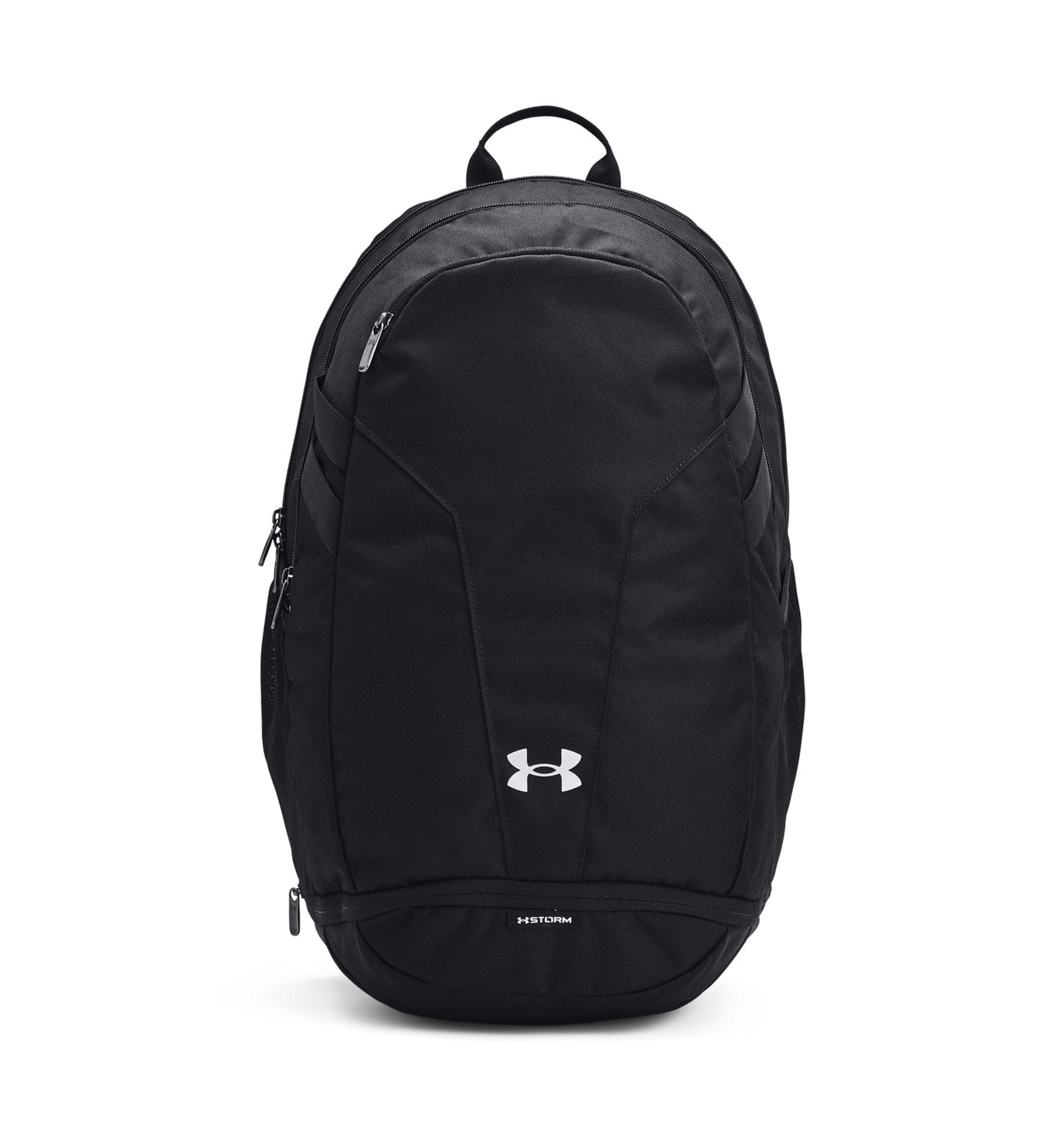 Under Armour Unisex Hustle 5.0 Team Backpack, (001) Black/Black/Metallic Silver, One Size Fits All