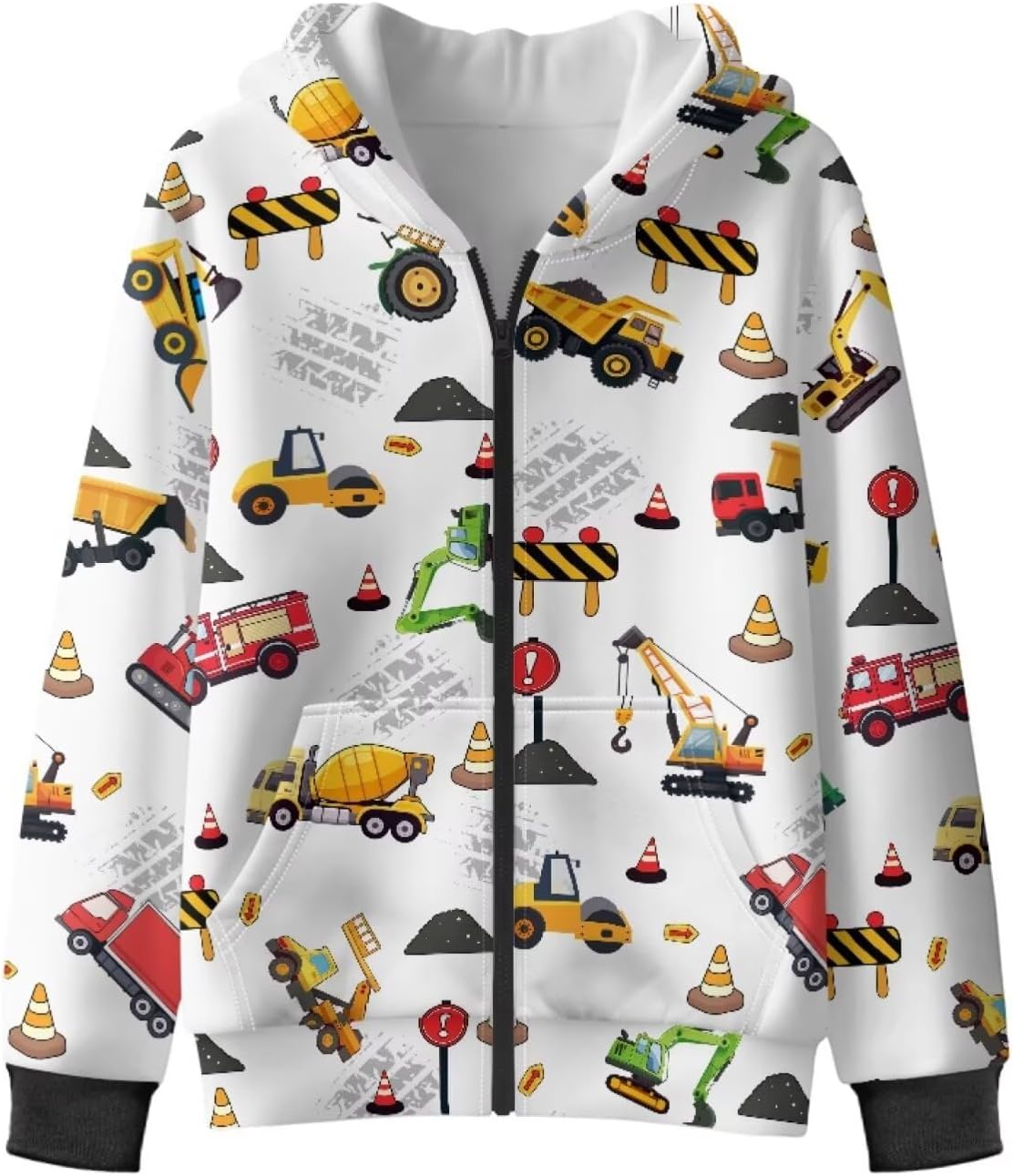 Kids Sweatshirts Hoodies Boy Girl Full-Zip Pullover Tops Loose Fitting Athletic Clothing with Fleece Lining