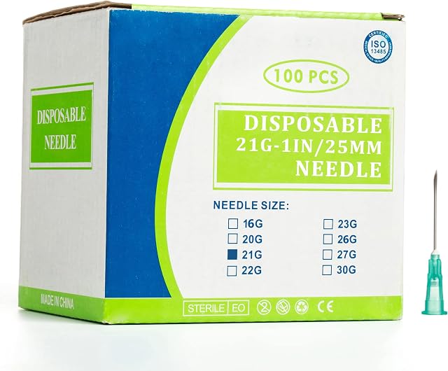 21G x 1 inch (0,80 x 25 mm), stainless steel Dispensing Accessories, 100 pcs (21G)