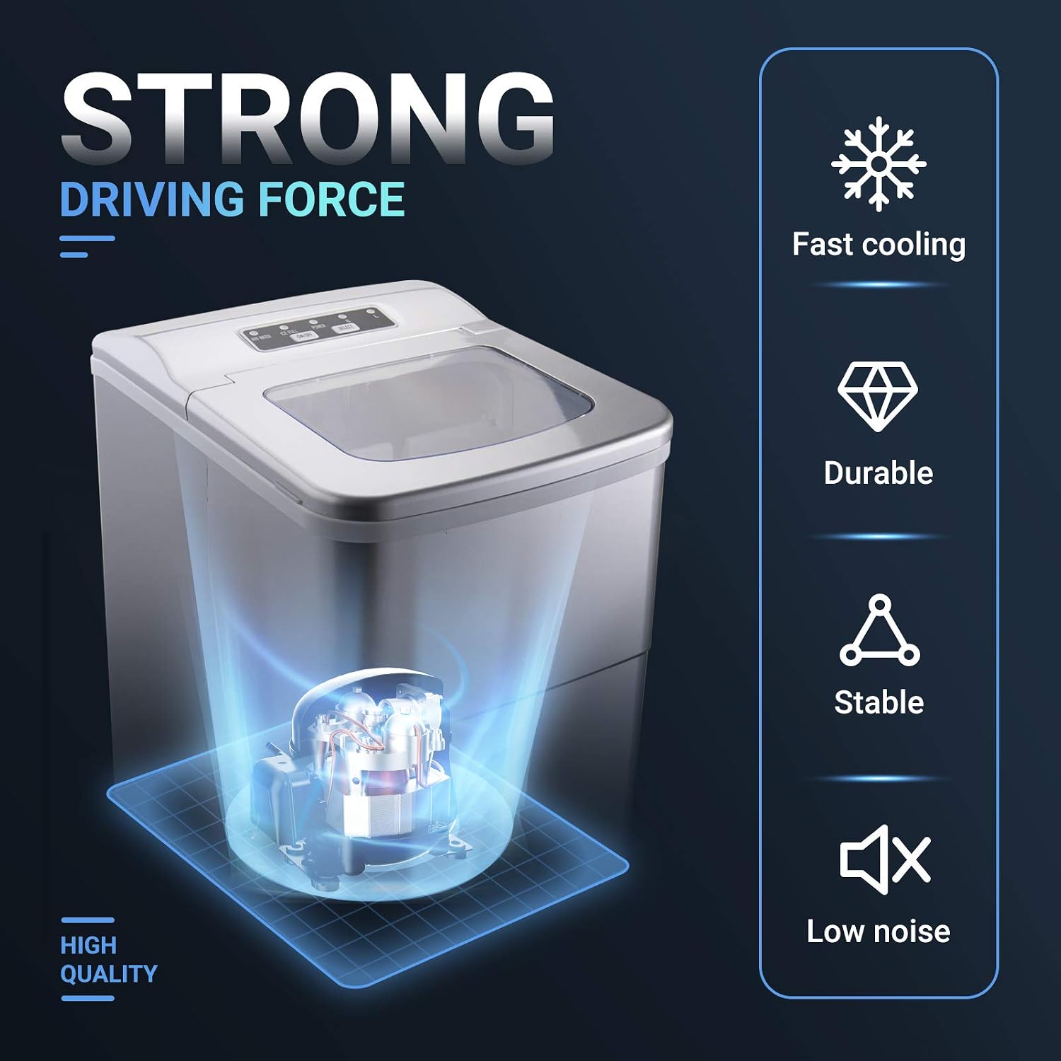 Artidy Countertop Ice Maker Machine, 26LBS Bullet Ice Cube Portable Ice Maker with Scoop and Basket for Home Kitchen Bar