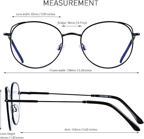 Miniatura 6 de ANDWOOD Gafas de bloqueo de luz azul para mujer, diseño de ojo de gato, lentes de computadora, marco de metal, hipster, paquete de 2