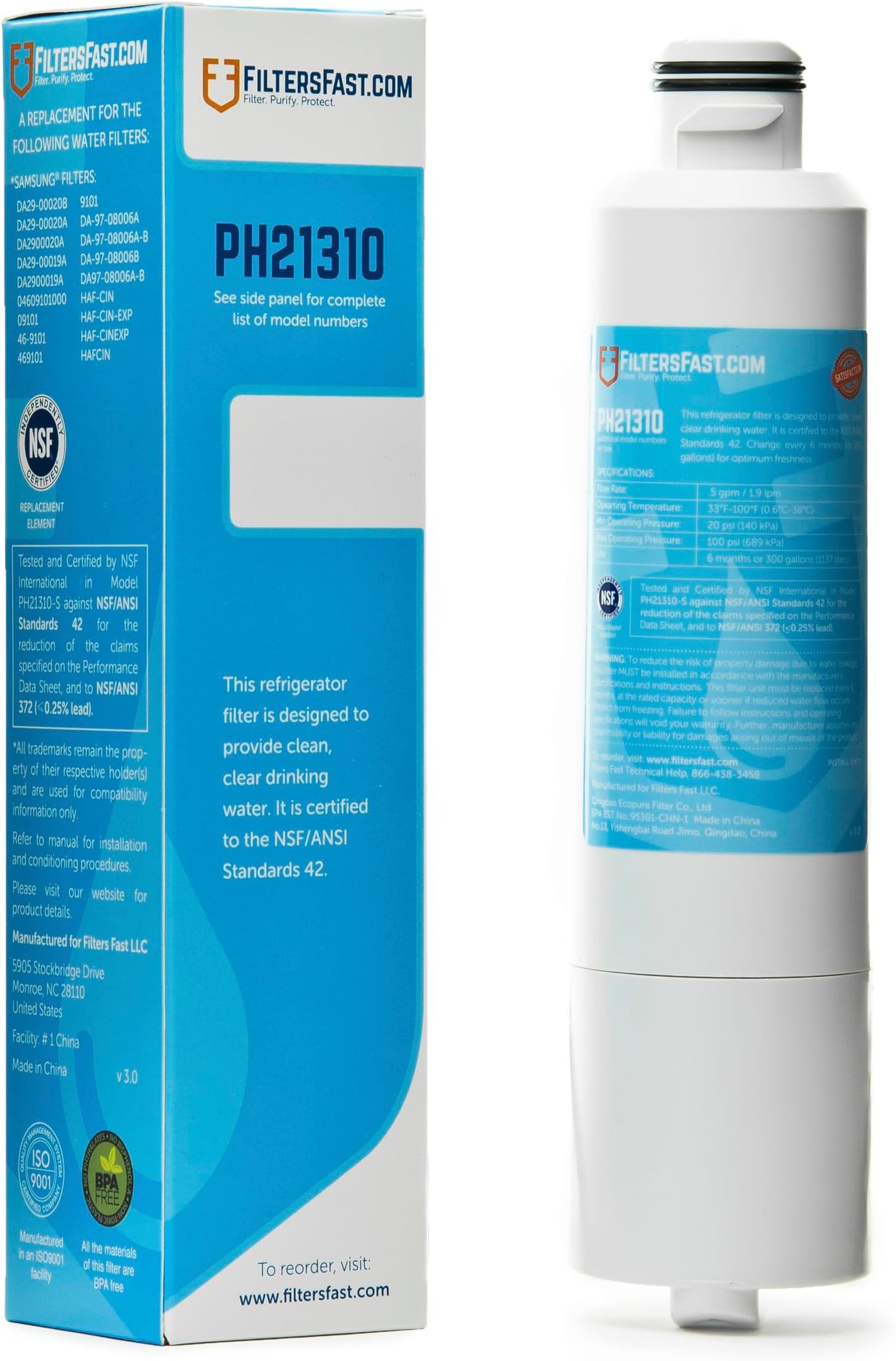 - Filters Fast PH21310 Compatible Replacement for Samsung DA29-00020B Carbon Water Filter Cartridge, Fridge Refrigerator Water Dispenser